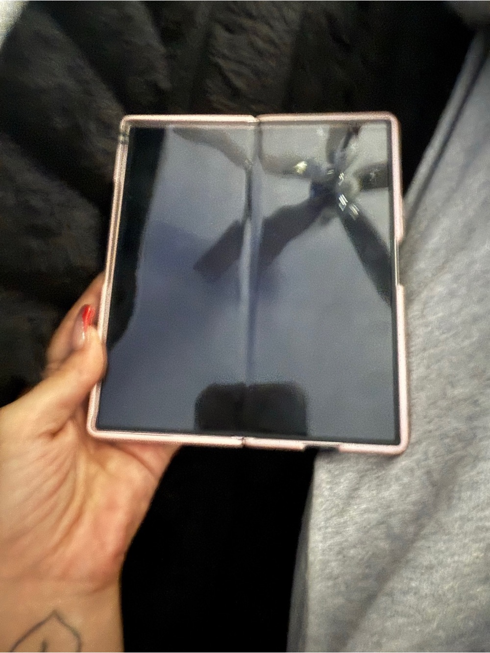 Samsung Foldable Phone in Pink Frame